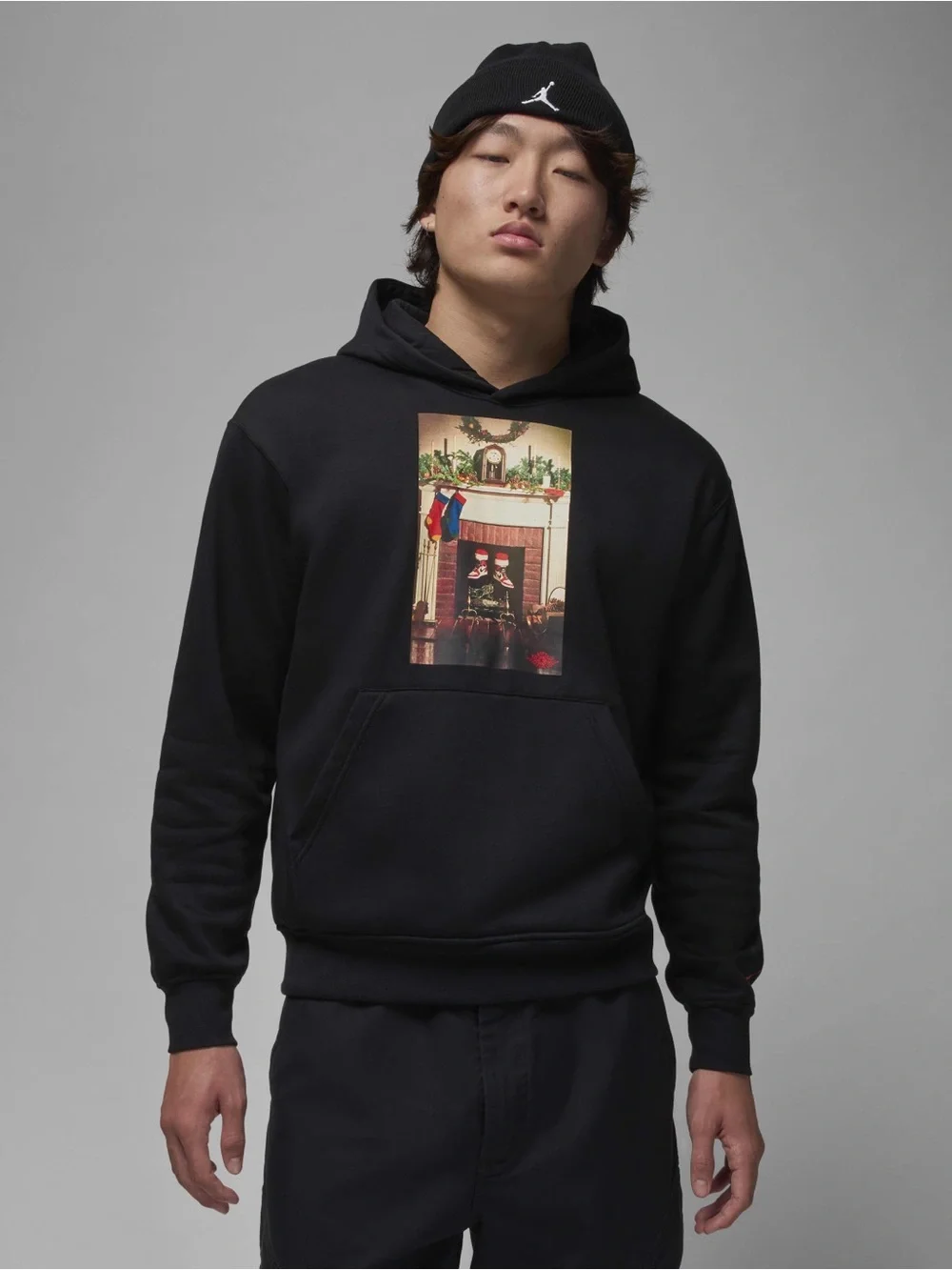 Nike Air Jordan Chimney Santa Christmas Holiday Black Graphic Hoodie Men’s XXL